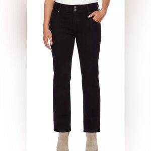 HUDSON Women’s Mid Rise Straight Leg Double Button Jeans In Pitch Black Sz 14